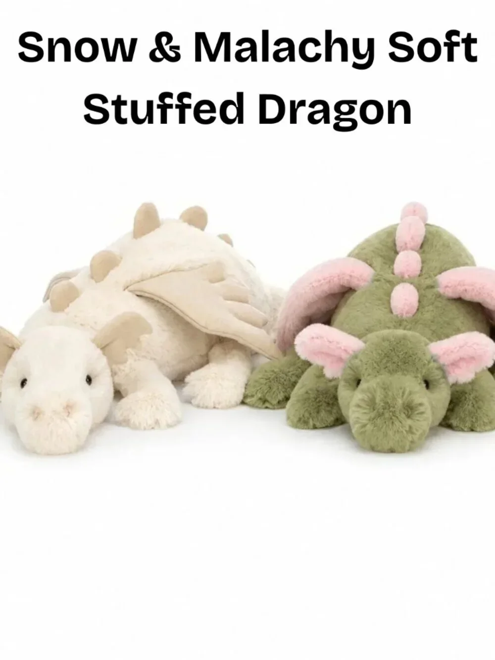 2-Piece Plush Dragon Set Snow & Malachy Soft Stuffed Dragon Toys